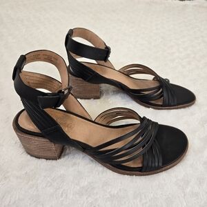 Madewell Samira Sandals 8.5 Black Leather Chunky Block Heel Strappy